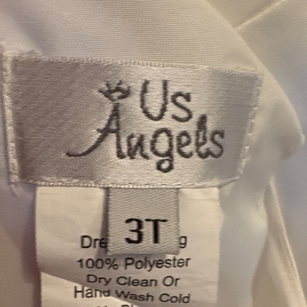 Us Angels Cream Formal Kids Dress with Pink Sash - Picture 4 of 4